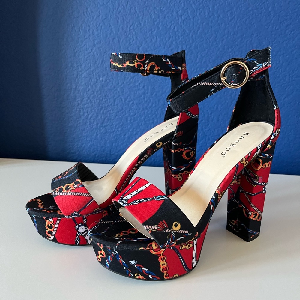Brand New Printed Bamboo Heels